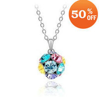 ball 18k white gold plated rhinestone crystal fashion pendant necklace wedding jewelry for women N1648
