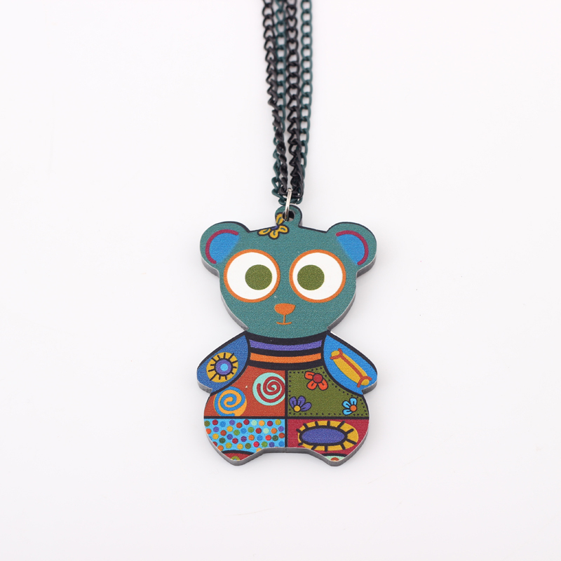 2pcs lot colorful bear face new 2014 lovely cute pendant fashion girls acrylics necklace pendant for