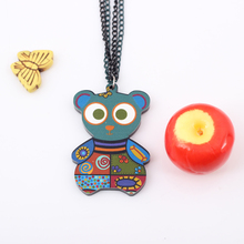 2pcs lot colorful bear face new 2014 lovely cute pendant fashion girls acrylics necklace pendant for