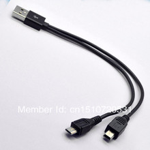Free Shipping 1PC New USB A To Mini & Micro USB B 5 Pin Adapter Dual Plug Cable For Mobile GPS B782 wkniD