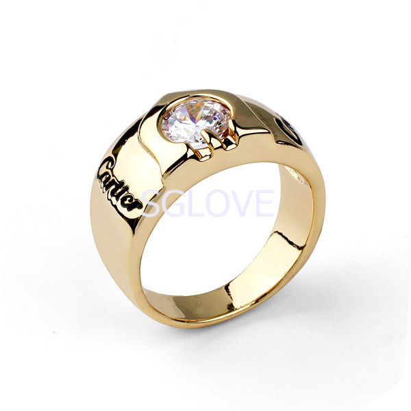 SGLOVE Wellknown Series Gold Plated Austrian Crystal stainless steel Ring with perfect lines radian wholesale freeshipping