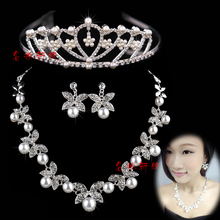 The bride accessories piece set wedding dress necklace pearl hair accessory set jewelry marriage accessories