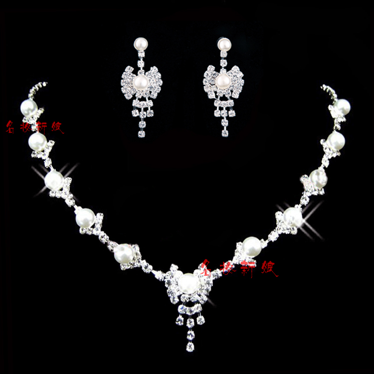 The bride accessories pearl wedding necklace earrings set jewelry marriage accessories