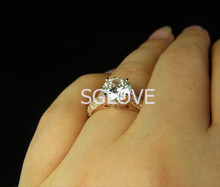 SGLOVE Lord Series 18K Gold Plated 100 Austrian Crystals Bazel Setting Round CZ diamond Ring Wholesale