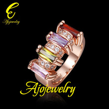 Size 8 Free Shipping Marriage Jewelry 18K Rose Gold Plated Color Zircon Ring