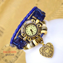2014 High Quality Women s Woman Lady Girls Leather Vintage Style Jewelry Bracelet Gifts Heart pendant