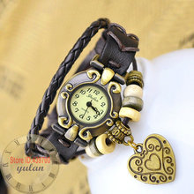 2014 High Quality Women s Woman Lady Girls Leather Vintage Style Jewelry Bracelet Gifts Heart pendant