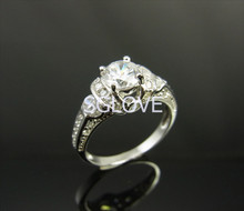 SGLOVE- 925 Sterling Silver Series!High Quality Cubic Zirconia , Pure LOVE Blossom Flower Wedding Ring freeshipping