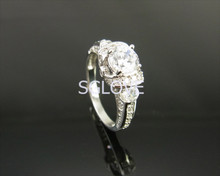 SGLOVE 925 Sterling Silver Series High Quality Cubic Zirconia Pure LOVE Blossom Flower Wedding Ring freeshipping