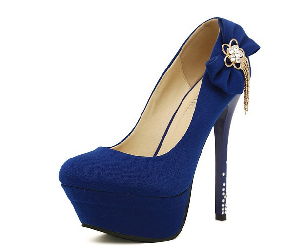 2014 spring new style 14cm heels pumps flower Rhinestone tassels high heeled shoes Club sexy brand