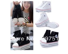 Spring and black white color block decoration high women canvas shoes women s sneakers casual shoes
