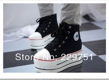Spring and black white color block decoration high women canvas shoes women s sneakers casual shoes