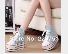 Spring and BLUE white color block decoration high women canvas shoes women s sneakers casual shoes
