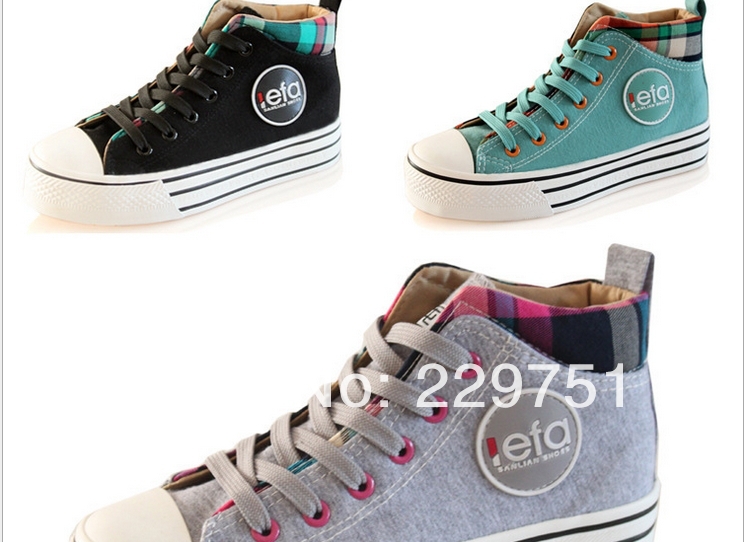 Spring and black blue gray color block decoration high women canvas shoes women s sneakers casual