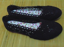 Hot 2014 Spring Summer Women crochet shoes, fashion flat shoes tendon at the end of cotton, classic black retro shoes size 35-40