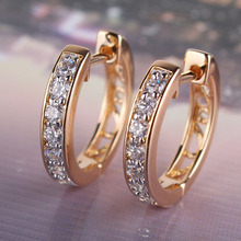 Zircon Jewelry 18k Gold Platinum Plated Clear CZ Hoop Earrings Women’s Fashion Jewelry Free shipping (GULICX E110.3)