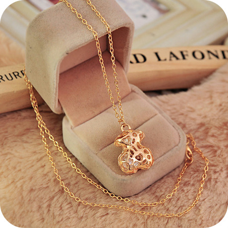wholesale lot accessories necklace long necklace cutout fashion bear gold sweet all match B0192