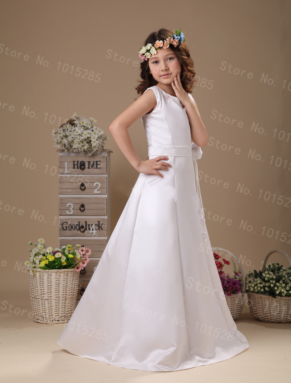 satin girls wedding dress