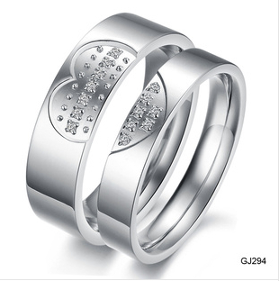 Half-Heart-Ring-His-And-Her-Promise-Rings-Sets-Stainless-Steel-Couple ...
