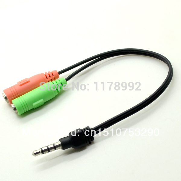1PCS Free Shipping Smartphone Headset To PC Adapter 3 5mm Female To 3 5mm Dual Male