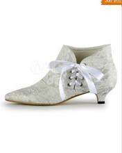 Grace shipping new white ivory lace ankle boots lace shoes wedding bridal shoes party boots