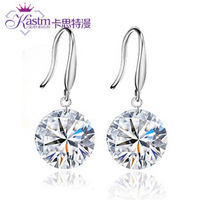 Luxurious Wholesale Genuine 925 sterling silver rhinestone wedding fashion earrings jewelry for women 2B061