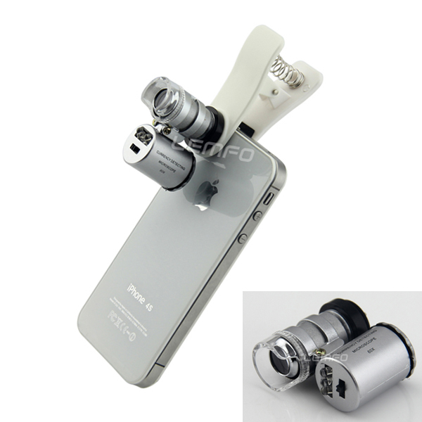 Mobile Phone Microscope Magnifier Micro Lens 60X Optical Zoom Telescope Camera Universal Clip LED Lens For