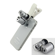 Mobile Phone Microscope Magnifier Micro Lens 60X Optical Zoom Telescope Camera Universal Clip LED Lens For iPhone 5S 4S Sumgung