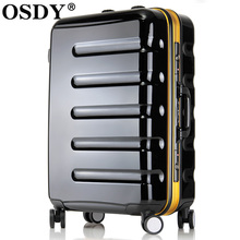 Osdy universal wheels trolley luggage travel bag luggage commercial check box high quality aluminum frame hard case