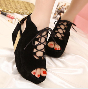 New Fashion Korean Style Hot Sale Ladies Summmer Pantshoes Sandals Woman Wedges Pumps Free Shipping
