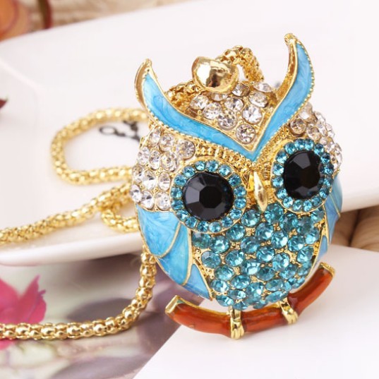 Hot sale jewelry fashion unique rhinestones temperament lovely owl women necklace X5239