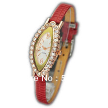 New Free ShippingWomen Fashion Nice Jewelry Oval Quartz Wrist Watches Leather Watches