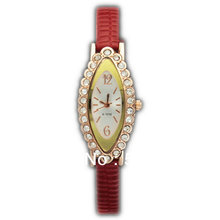 New Free ShippingWomen Fashion Nice Jewelry Oval Quartz Wrist Watches Leather Watches 