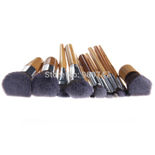 11pcs high quality bamboo Make Up Makeup Brush Set Cosmetic Makeup Brushes Kit With Bag free