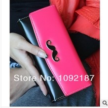 Korean version of the cute cute candy colored mustache hit color wallet, Ms. Long Wallet