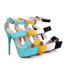 Armoire 2014 Sexy Black White Blue Yellow Super High Heels Women Glamour Platform Sandals Pumps Ladies