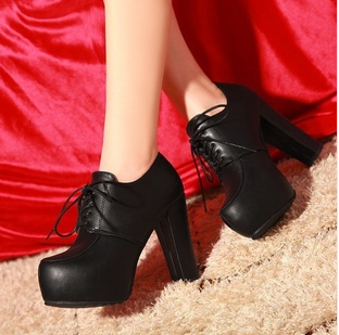 New Fashion Korean Style Ladies Thick Heel High Heel Shoes Woman Platforms Pumps Free Shipping
