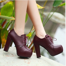 New Fashion Korean Style Ladies Thick Heel High Heel Shoes Woman Platforms Pumps Free Shipping