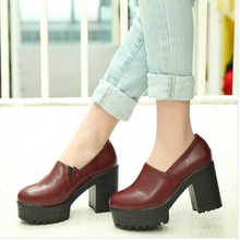 New Fashion Spring Style Ladies Thick Heels High Heel Shoes Woman Platforms Pumps Free Shipping