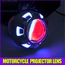 HID Bi Xenon projector lens headlight kit for motorcycle motorbike universal bulb shroud Green Angel eye