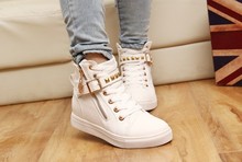 2014 rivet high top woman canvas shoes flat casual student sneakers female