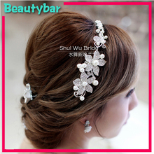 Free Shipping Wedding Bridal Pearls Crystal Rhinestone Flower Hair tiara Headband Marriage Party Hair Decoration