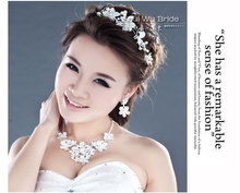 Free Shipping Wedding Bridal Pearls Crystal Rhinestone Flower Hair tiara Headband Marriage Party Hair Decoration
