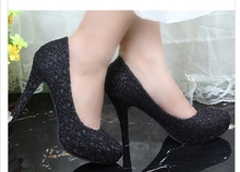 2014 new fashion leisure is fine with sequins mesh lining waterproof shoes wedding shoes shoesBlack and