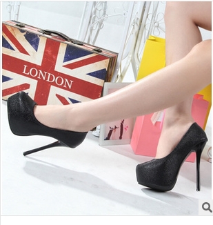 2015 new womens super high heels with a fine round waterproof increased in single shoes at