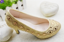 2014 diamond gold matte powder waterproof Taichung bride wedding shoes high heeled shoes golden wedding shoes