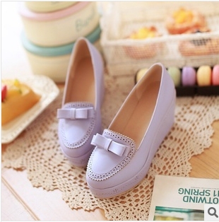 2014 summer shoes England carving s guest bow shallow mouth shoe sweet flowers high heeled platform