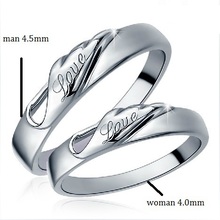 Wholesale Sterling Silver Jewelry CZ Zircon Stone Love Rings for Lover s Gift Couples Engagement Wedding