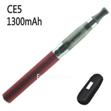 Ego 1300mAh CE5 Clearomizer/atomizer Single E-cigarette Starter Kit with Zipper Portable Bag(red+grey)