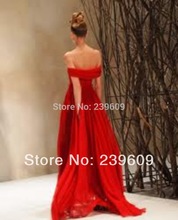 2014 New Arrival Red Off The Shoulder Open Back Sweetheart Empire Waist Floor Length A Line